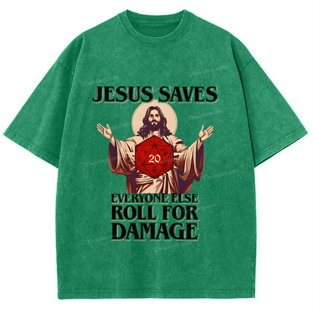 Jesus Saves Snowflake Vintage Washed T-Shirt