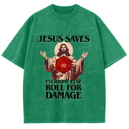 Jesus Saves Snowflake Vintage Washed T-Shirt