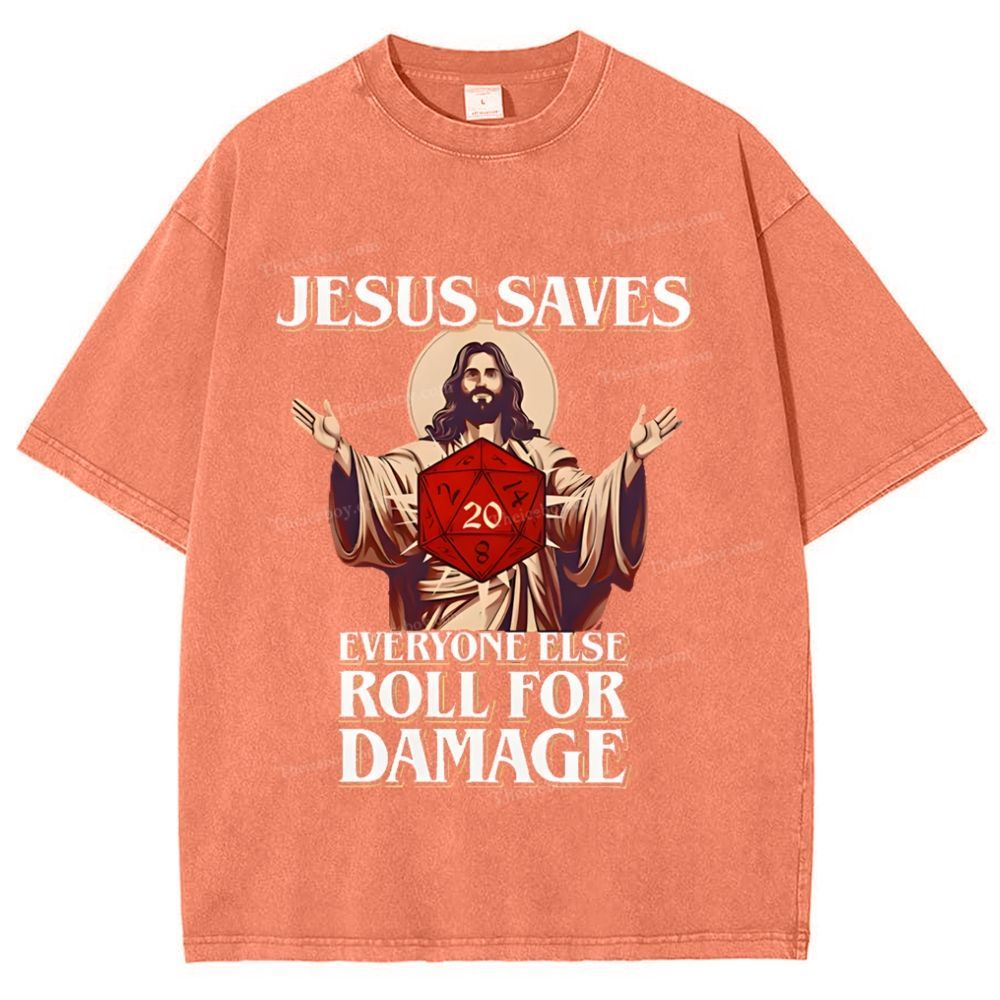 Jesus Saves Snowflake Vintage Washed T-Shirt