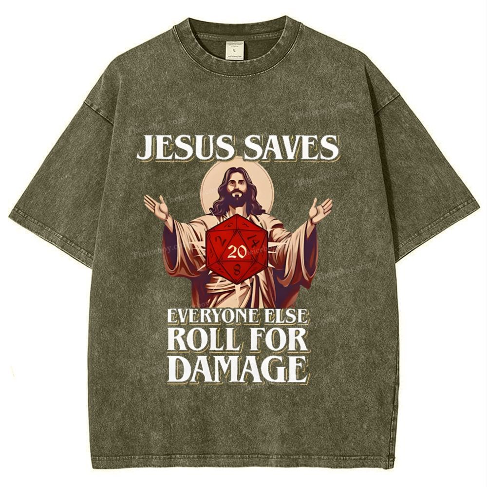 Jesus Saves Snowflake Vintage Washed T-Shirt
