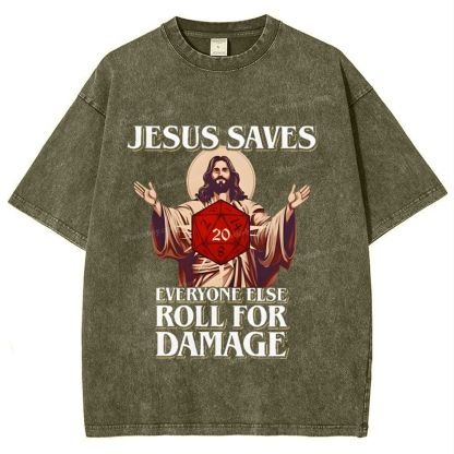 Jesus Saves Snowflake Vintage Washed T-Shirt
