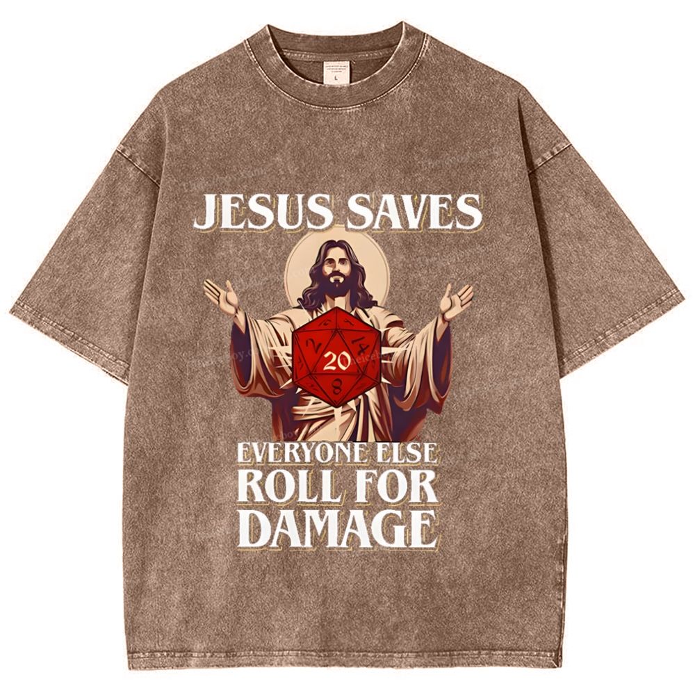 Jesus Saves Snowflake Vintage Washed T-Shirt