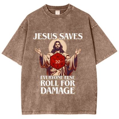 Jesus Saves Snowflake Vintage Washed T-Shirt