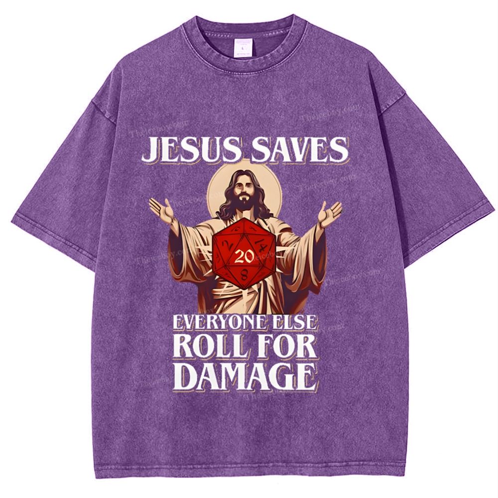 Jesus Saves Snowflake Vintage Washed T-Shirt