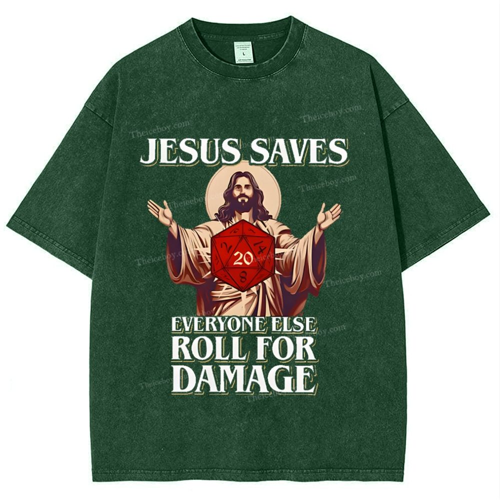 Jesus Saves Snowflake Vintage Washed T-Shirt