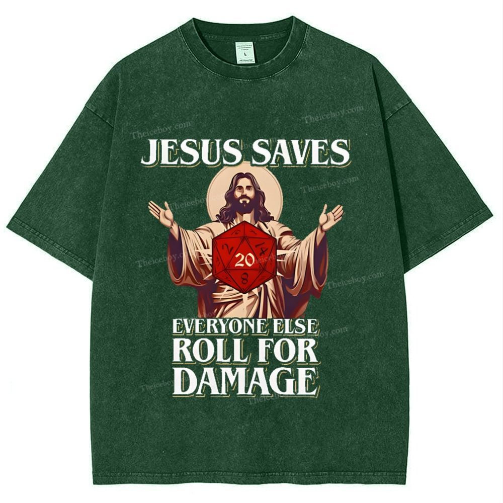 Jesus Saves Snowflake Vintage Washed T-Shirt