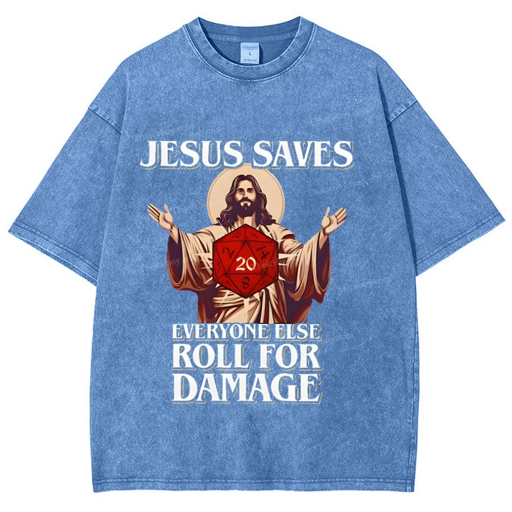 Jesus Saves Snowflake Vintage Washed T-Shirt