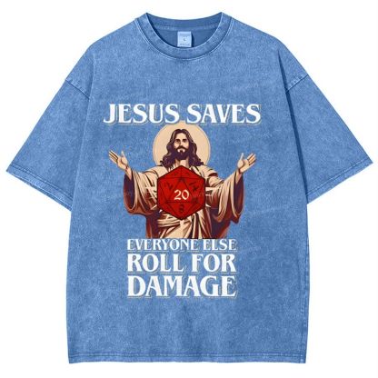 Jesus Saves Snowflake Vintage Washed T-Shirt