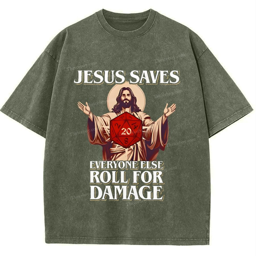 Jesus Saves Snowflake Vintage Washed T-Shirt