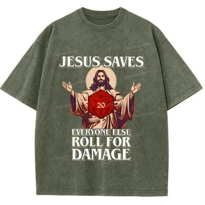 Jesus Saves Snowflake Vintage Washed T-Shirt