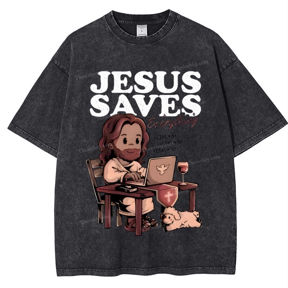 Jesus Saves Snowflake Vintage Washed T-Shirt