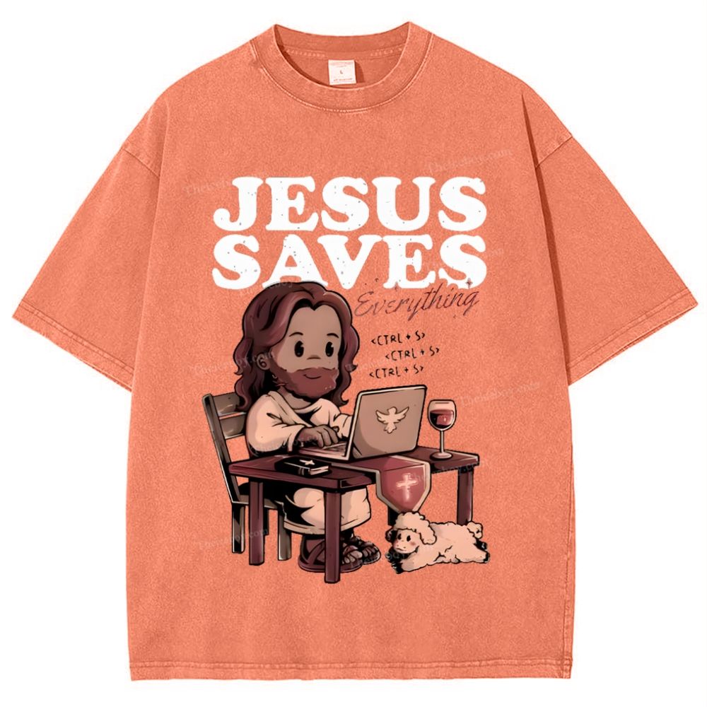 Jesus Saves Snowflake Vintage Washed T-Shirt