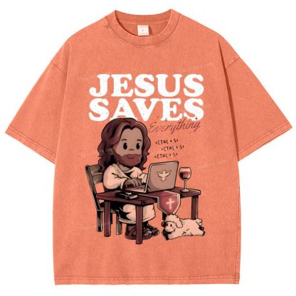 Jesus Saves Snowflake Vintage Washed T-Shirt