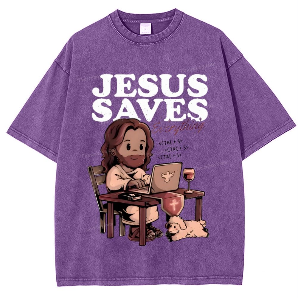 Jesus Saves Snowflake Vintage Washed T-Shirt