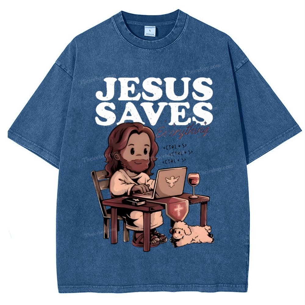 Jesus Saves Snowflake Vintage Washed T-Shirt