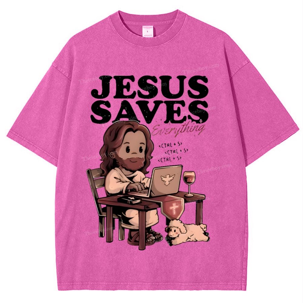 Jesus Saves Snowflake Vintage Washed T-Shirt