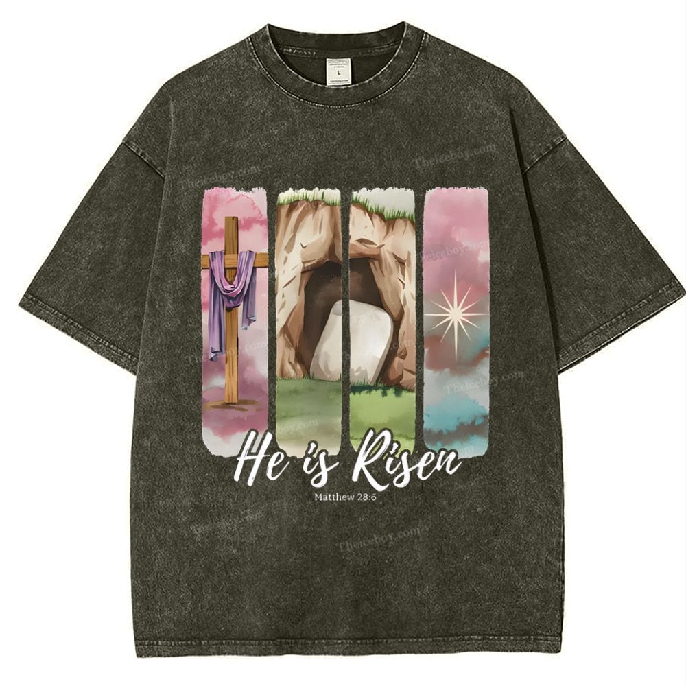 He Is Risen Snowflake Vintage Washed T-Shirt