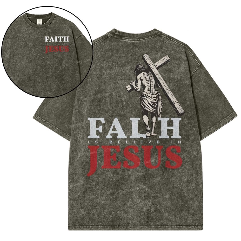 Faith Jesus Snowflake Vintage Washed T-Shirt