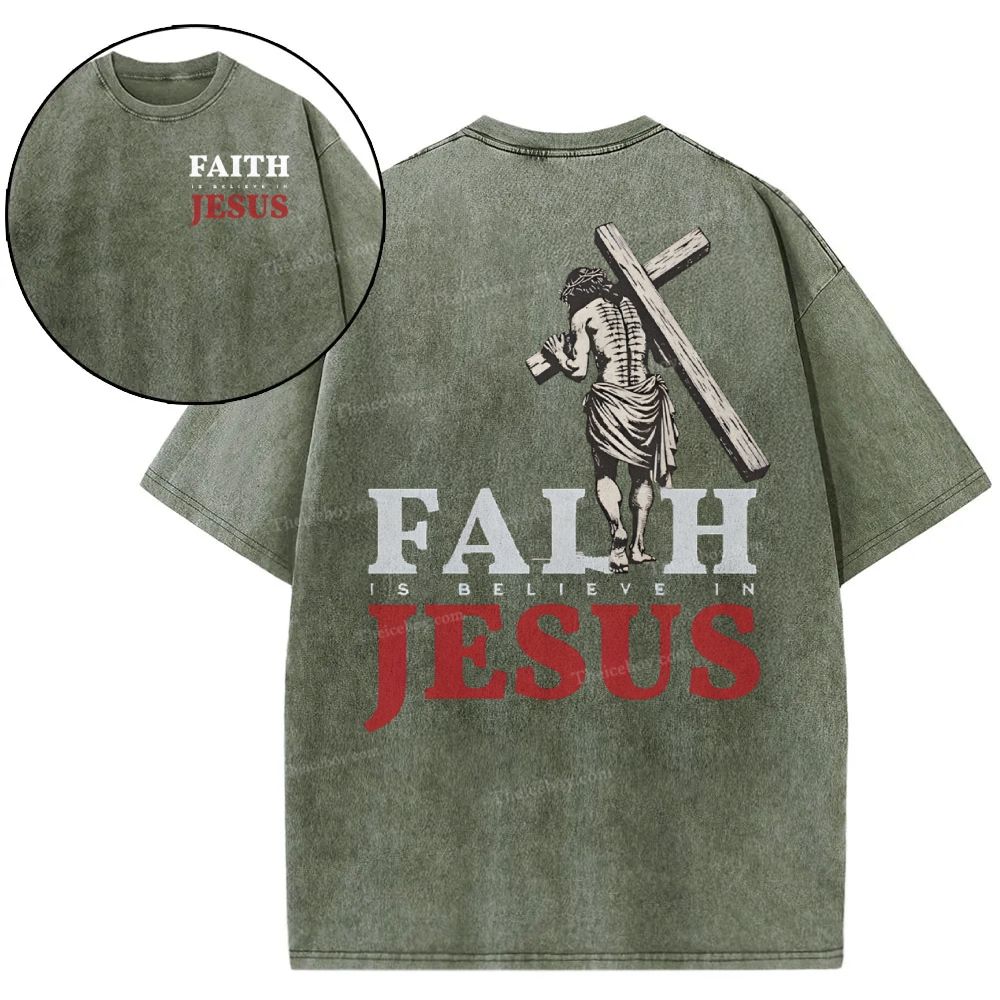 Faith Jesus Snowflake Vintage Washed T-Shirt