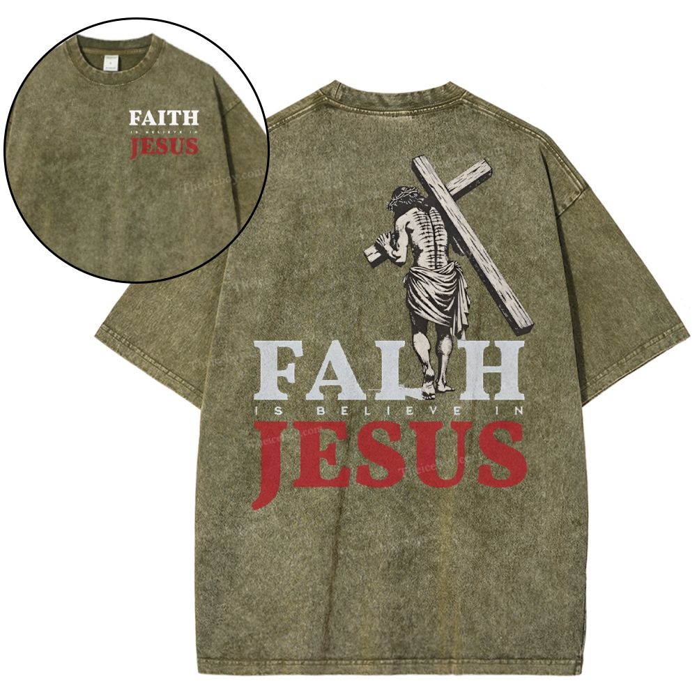 Faith Jesus Snowflake Vintage Washed T-Shirt