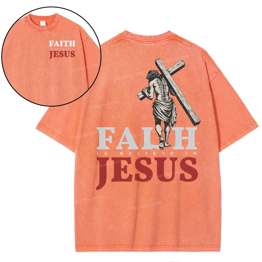 Faith Jesus Snowflake Vintage Washed T-Shirt