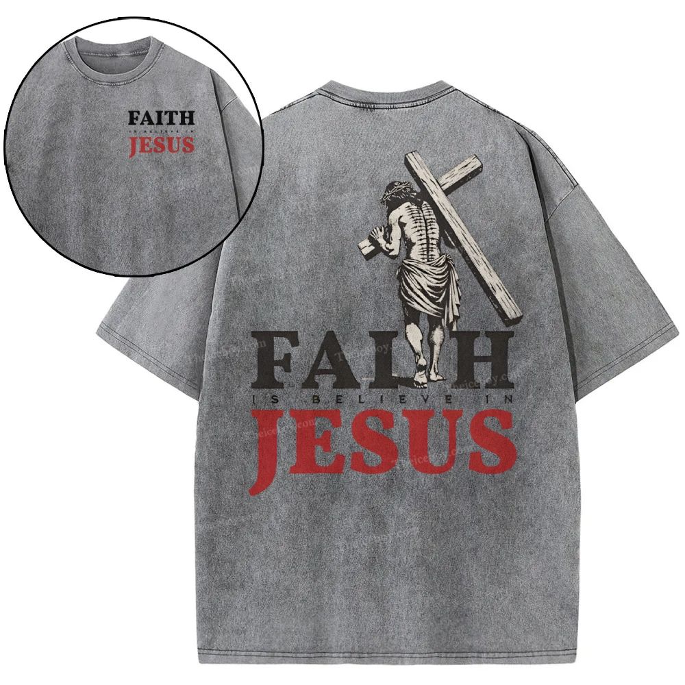 Faith Jesus Snowflake Vintage Washed T-Shirt