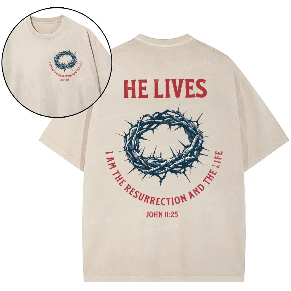 He Lives Snowflake Vintage Washed T-Shirt