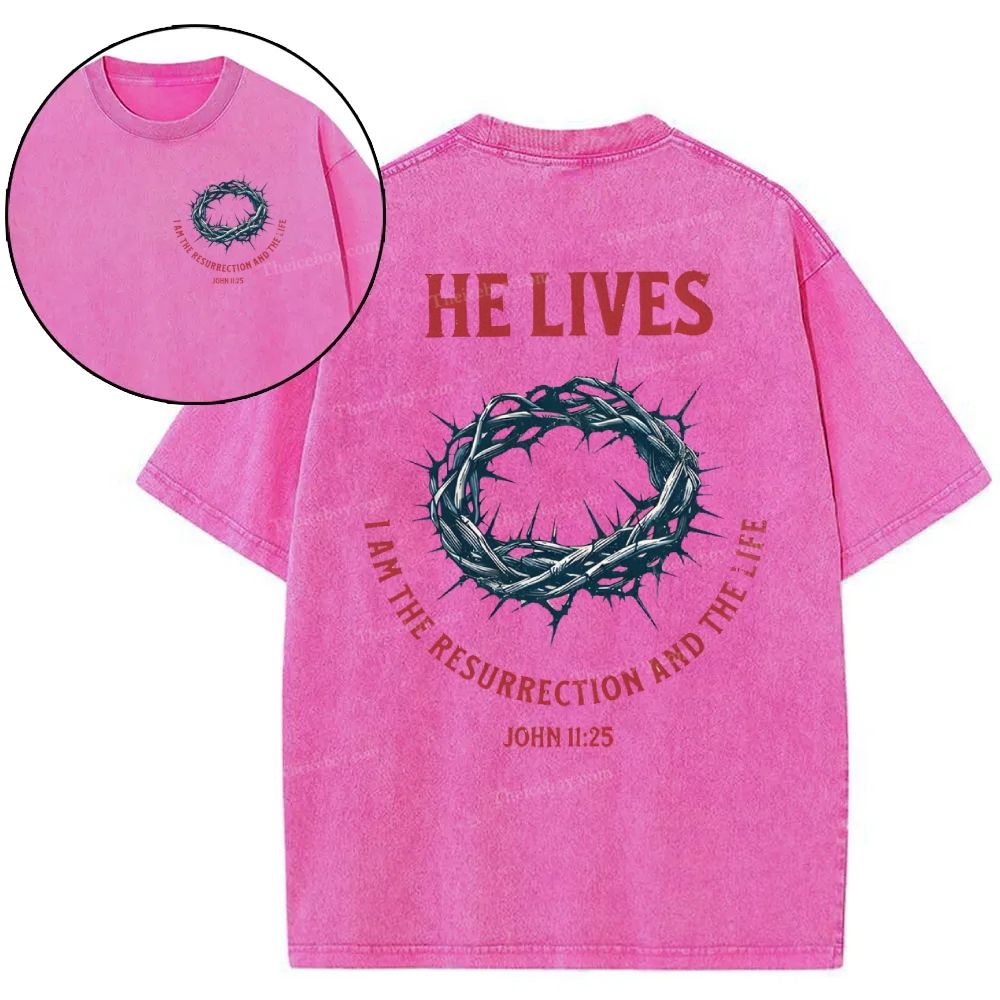 He Lives Snowflake Vintage Washed T-Shirt
