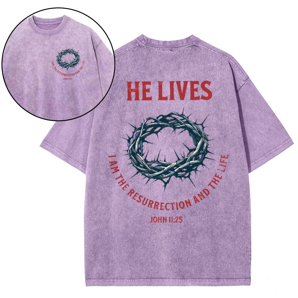 He Lives Snowflake Vintage Washed T-Shirt