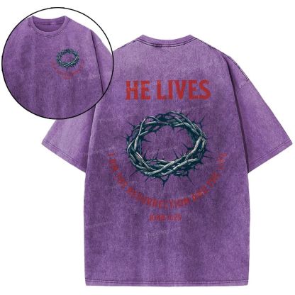 He Lives Snowflake Vintage Washed T-Shirt