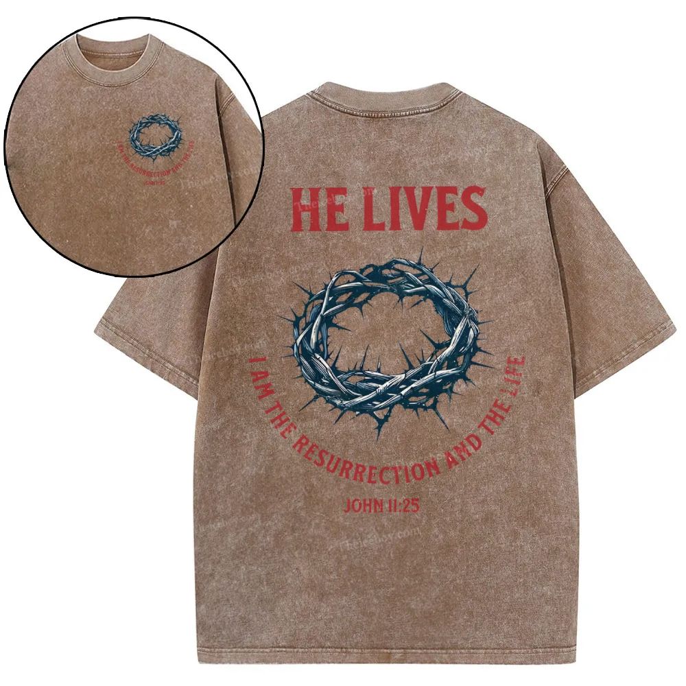 He Lives Snowflake Vintage Washed T-Shirt