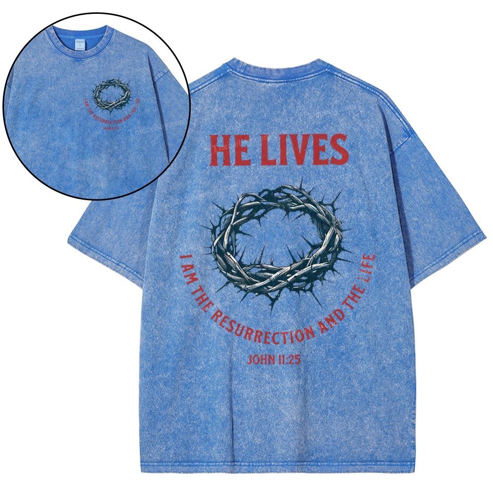 He Lives Snowflake Vintage Washed T-Shirt