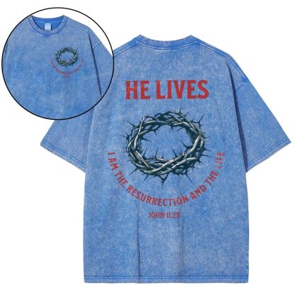 He Lives Snowflake Vintage Washed T-Shirt