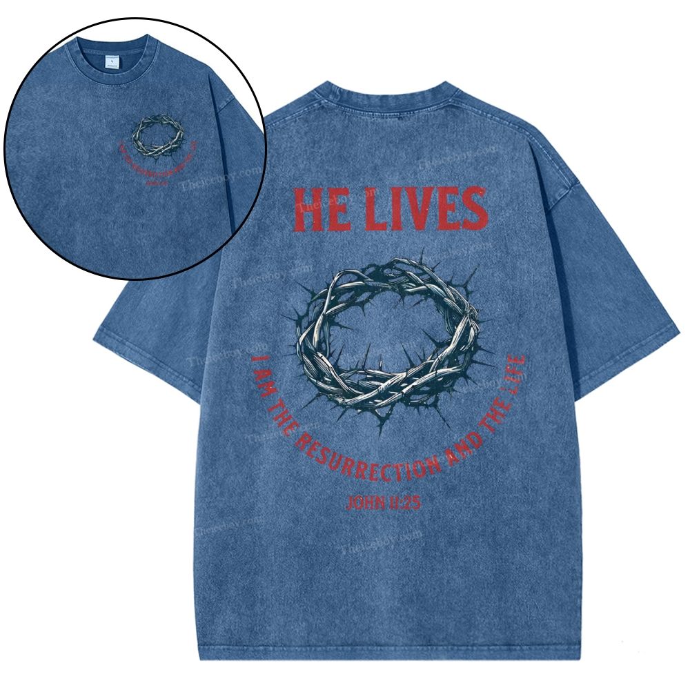 He Lives Snowflake Vintage Washed T-Shirt