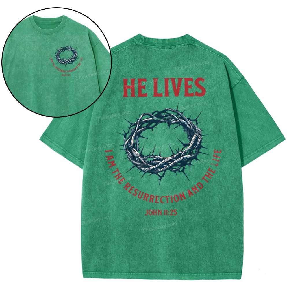 He Lives Snowflake Vintage Washed T-Shirt