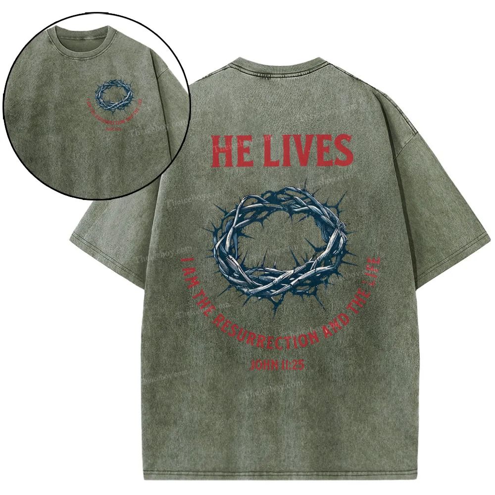 He Lives Snowflake Vintage Washed T-Shirt