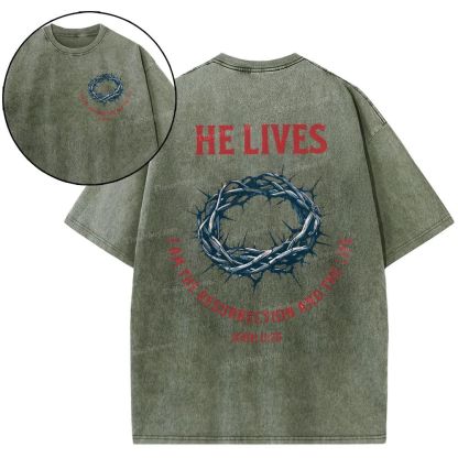 He Lives Snowflake Vintage Washed T-Shirt