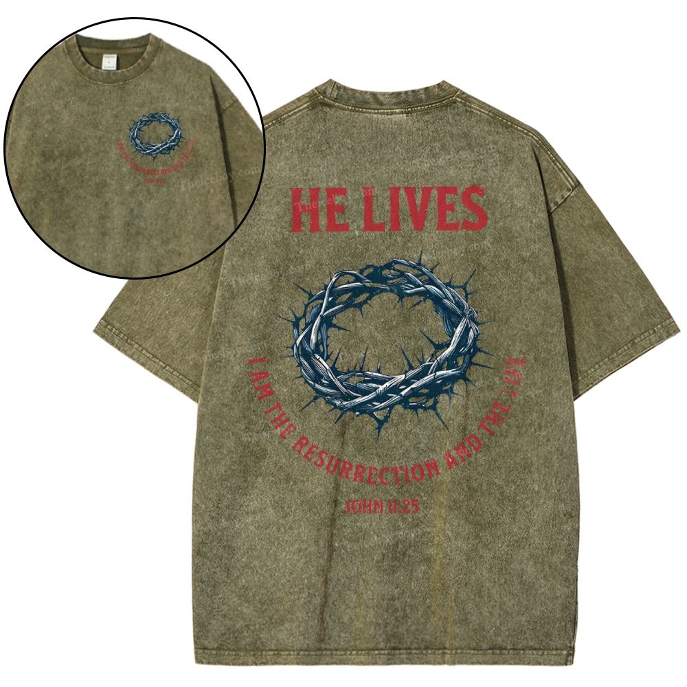 He Lives Snowflake Vintage Washed T-Shirt