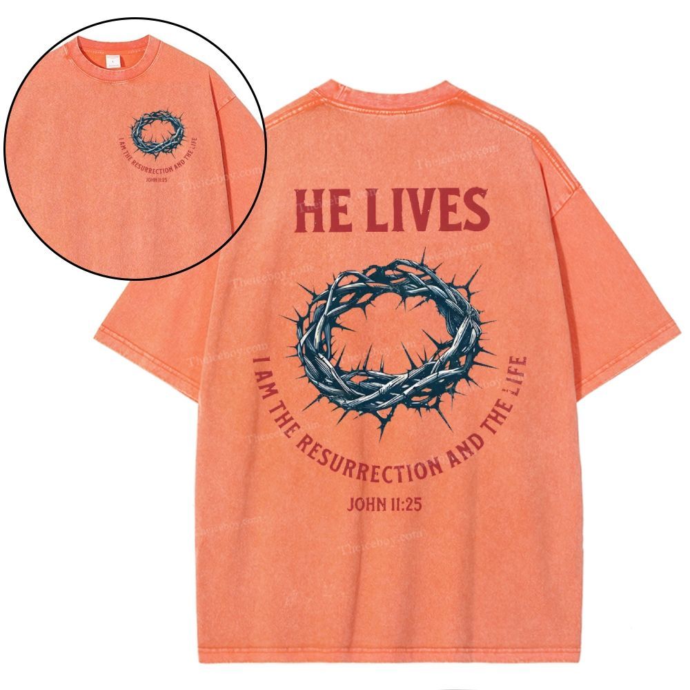 He Lives Snowflake Vintage Washed T-Shirt