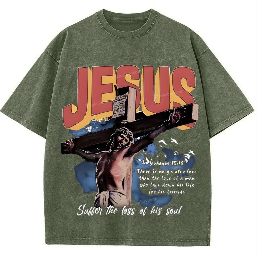Jesus Suffer The Loss Of His Soul Snowflake Vintage Washed T-Shirt