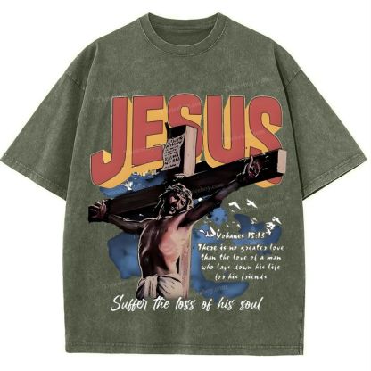 Jesus Suffer The Loss Of His Soul Snowflake Vintage Washed T-Shirt
