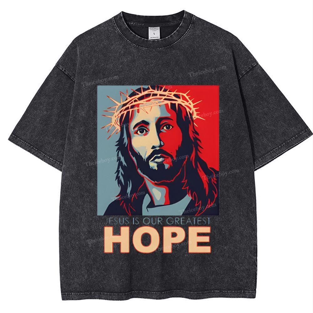 Jesus Is Our Great Hope Snowflake Vintage Washed T-Shirt