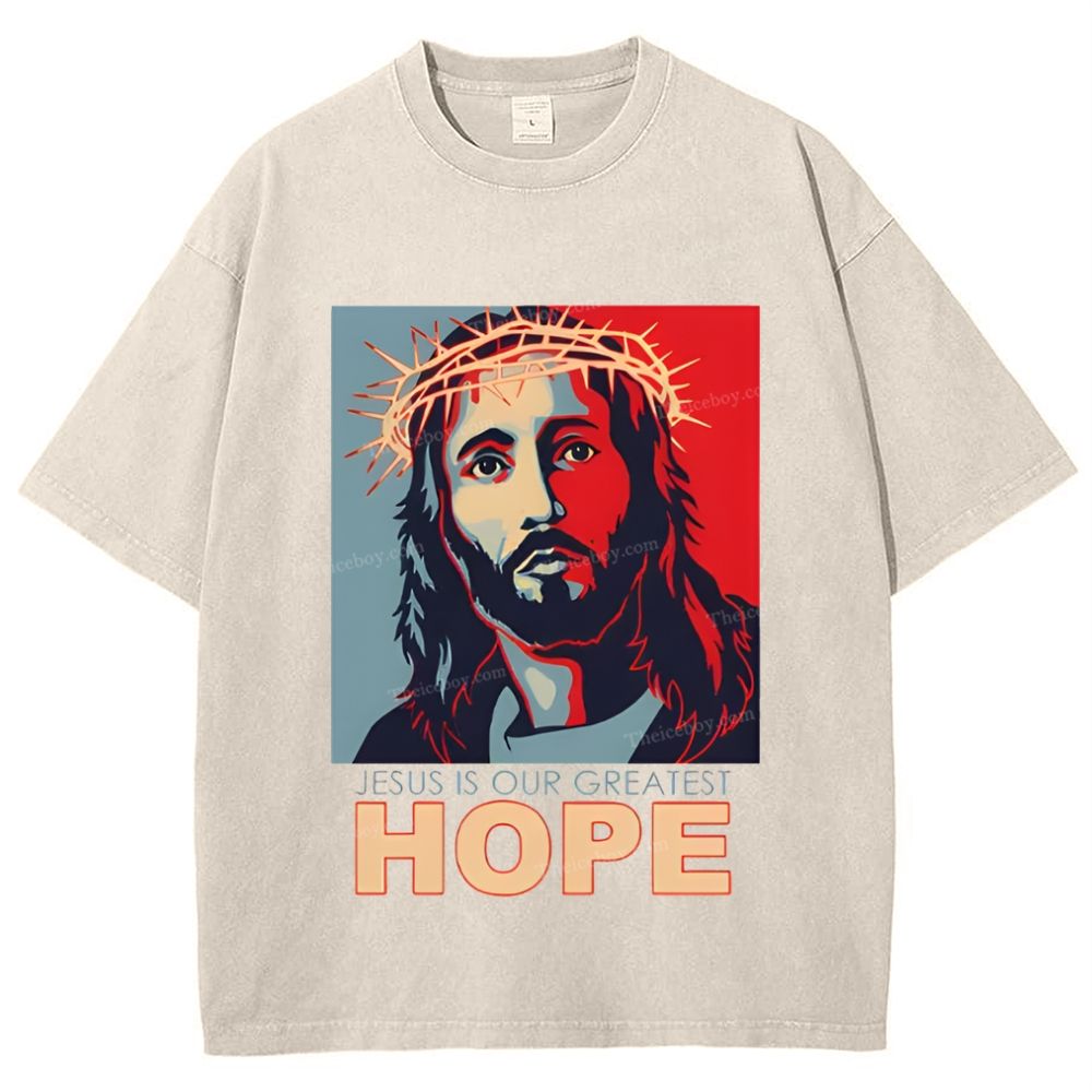 Jesus Is Our Great Hope Snowflake Vintage Washed T-Shirt