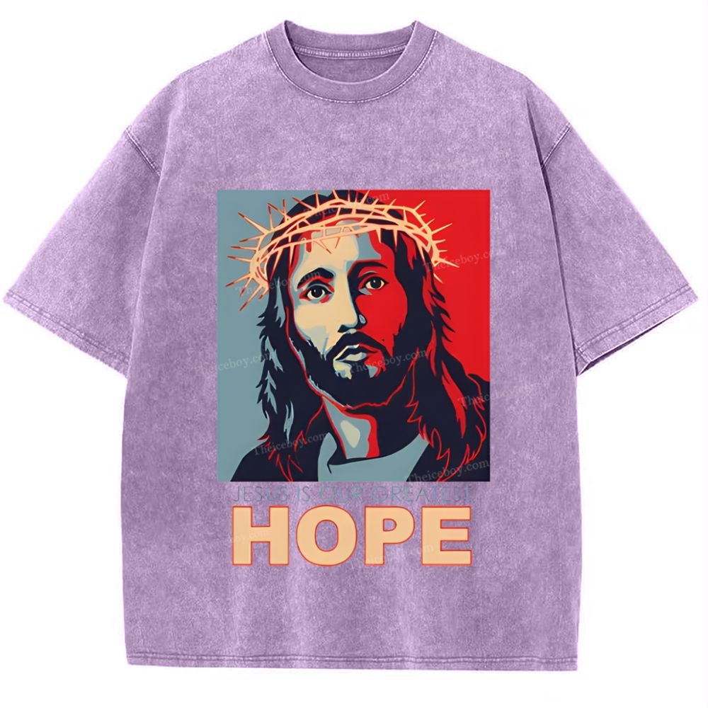 Jesus Is Our Great Hope Snowflake Vintage Washed T-Shirt