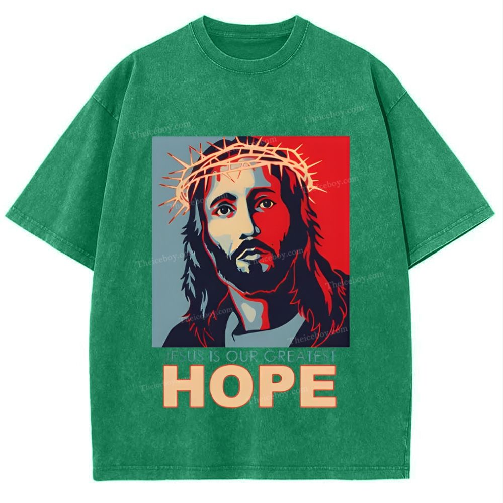 Jesus Is Our Great Hope Snowflake Vintage Washed T-Shirt