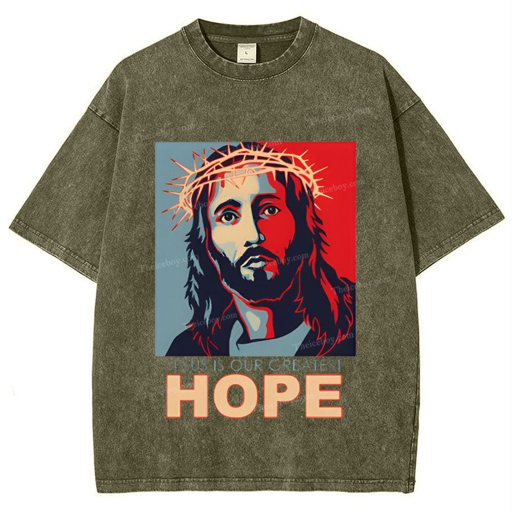 Jesus Is Our Great Hope Snowflake Vintage Washed T-Shirt