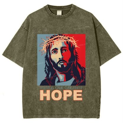 Jesus Is Our Great Hope Snowflake Vintage Washed T-Shirt