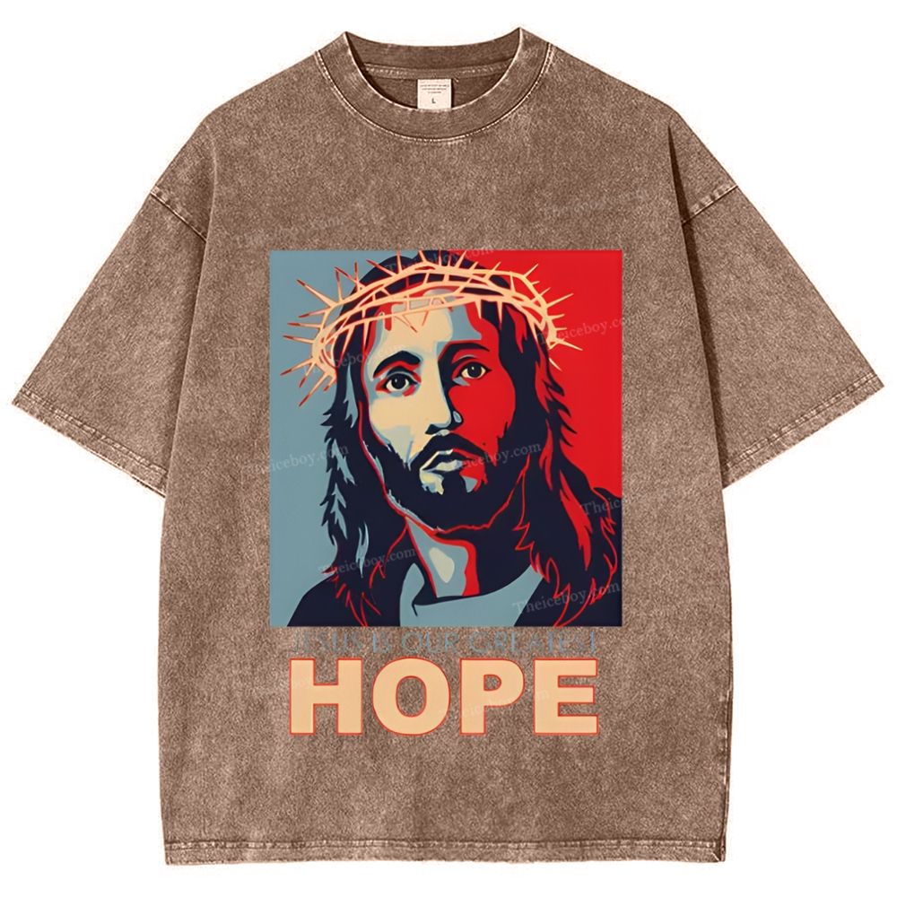 Jesus Is Our Great Hope Snowflake Vintage Washed T-Shirt