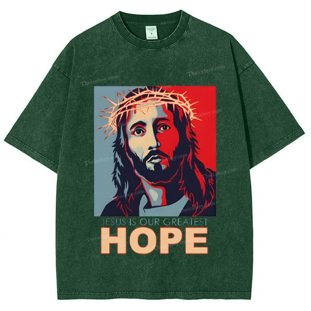 Jesus Is Our Great Hope Snowflake Vintage Washed T-Shirt