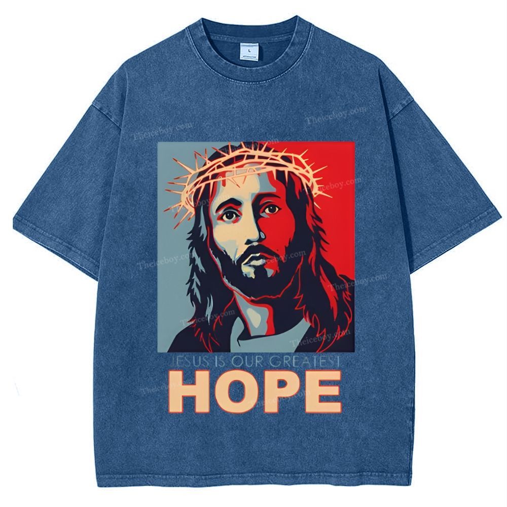 Jesus Is Our Great Hope Snowflake Vintage Washed T-Shirt